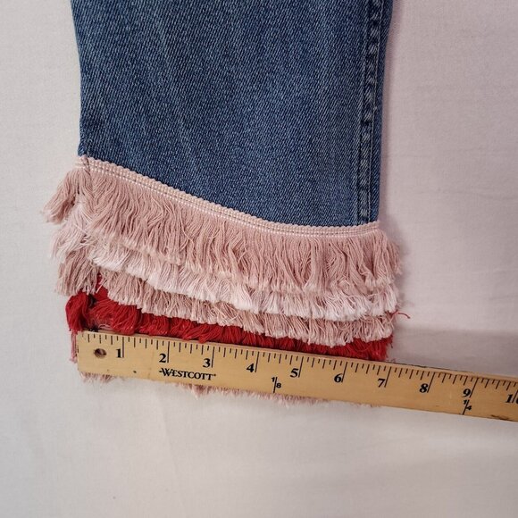Anthropologie McGuire Jeans Valletta Straight Fringe Cropped Denim Size 25 - Picture 14 of 16